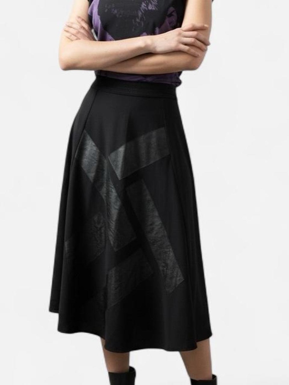 Beatrice b Italy Avant Garde Mixed Material Midi Skirt sz 12
